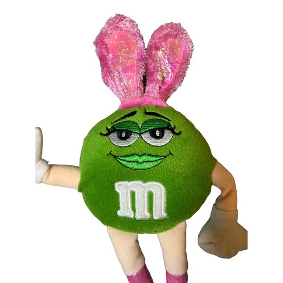 Easter Plush M&M Green 2005 Stuffed Animal Bunny Rabbit Ears Collectible - Picture 2 of 11